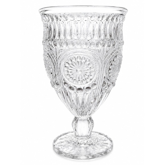 The Pioneer Woman Other - Pioneer Woman Adeline Goblets Set Of 5 Clear 12 Oz Embossed Floral Pressed Glass